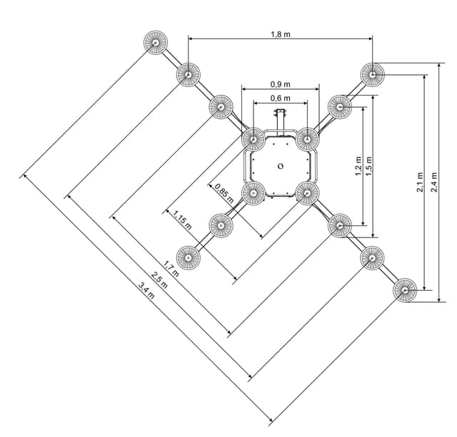 Rysunek techniczny do chwytaka podciśnieniowego Befard XP1002 z wymiarami urządzenia