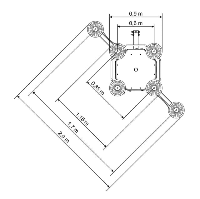 Rysunek techniczny z wymiarami chwytaka próżniowego XP450