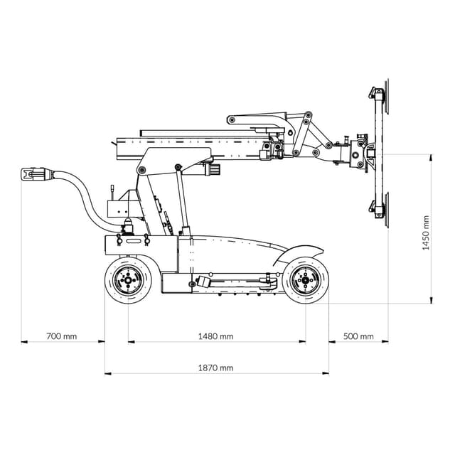 Rysunek z wymiarami robota montażowego BEFARD XC400