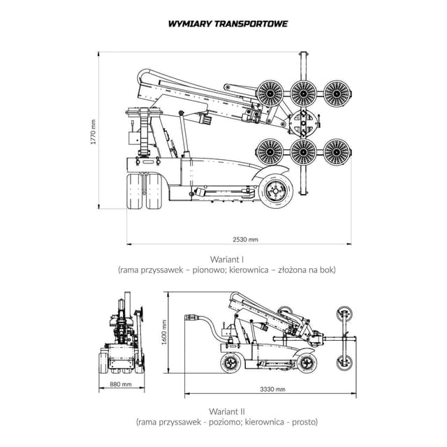 Wymiary transportowe robota montażowego BEFARD XC600