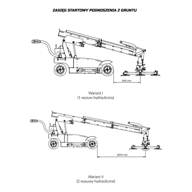 Rysunek techniczny z parametrami robota montażowego XC600