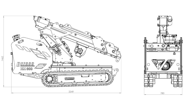 mini żuraw XM800 pozycja transportowa